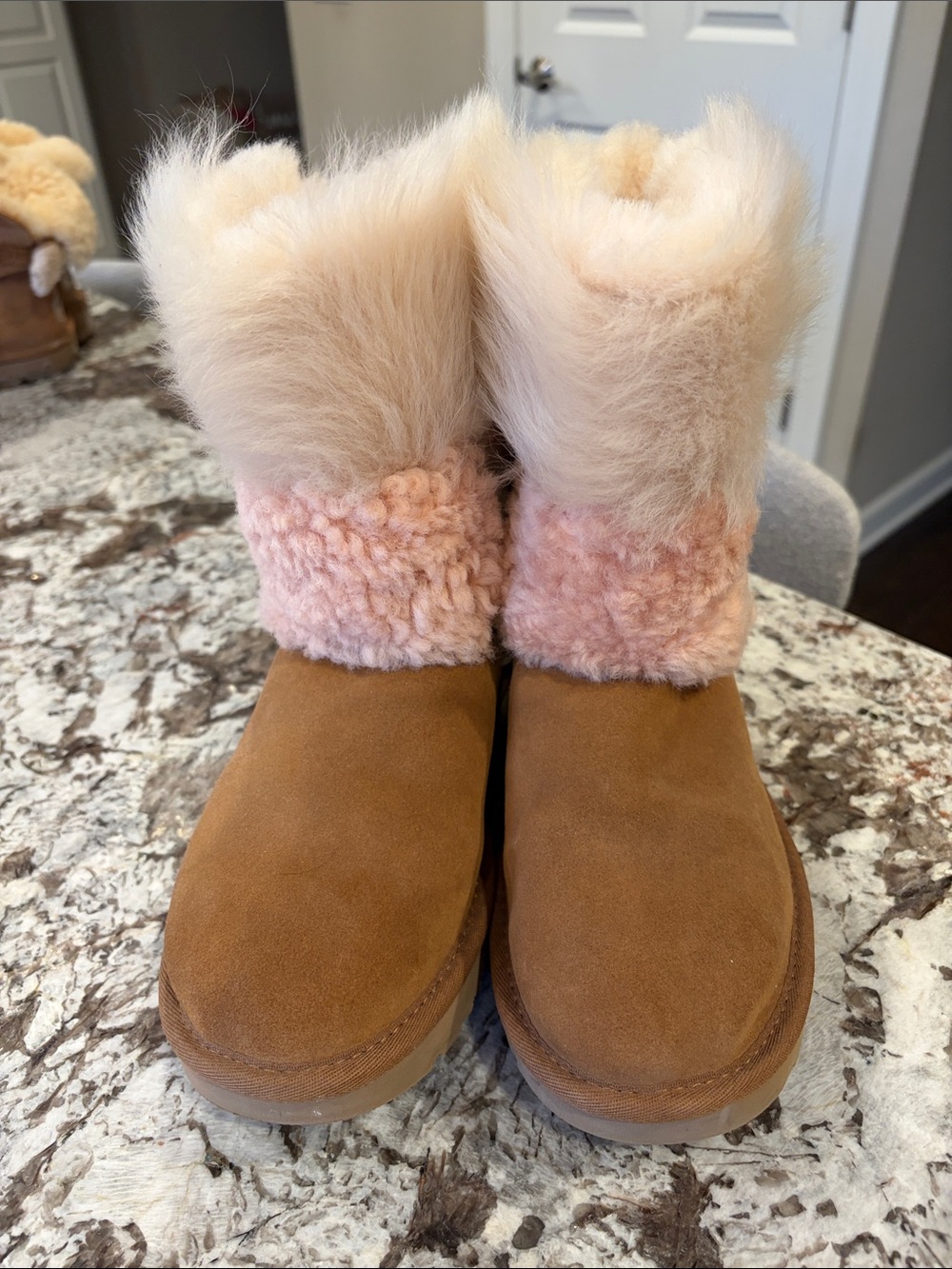 UGG Shearling-Lined Winter Boots - Pink Trim size 8